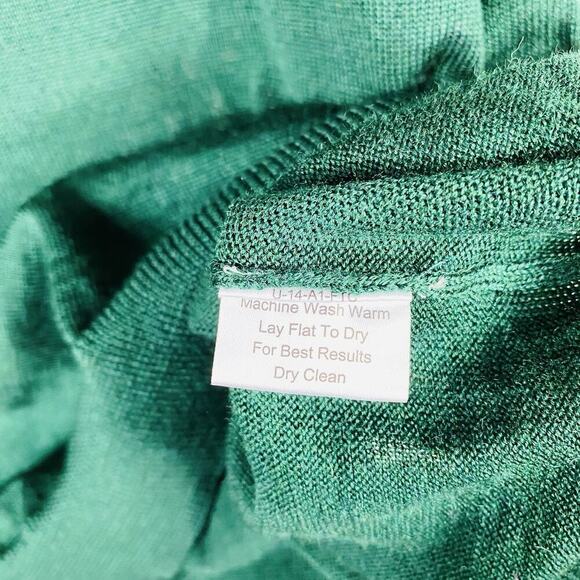 Linea Uomo Size Medium Wool Blend Mock Neck Pullover Sweater Forest Green - Picture 4 of 4